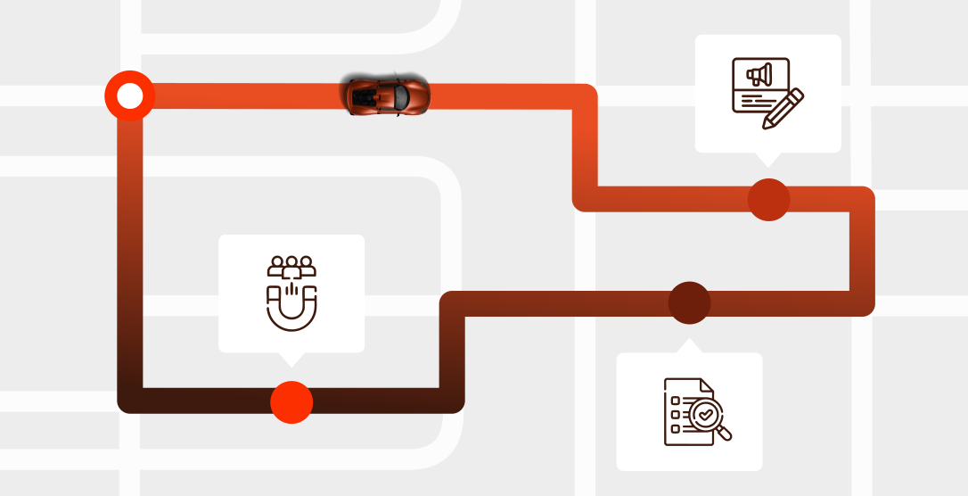 Graphic design showing a vehicle route